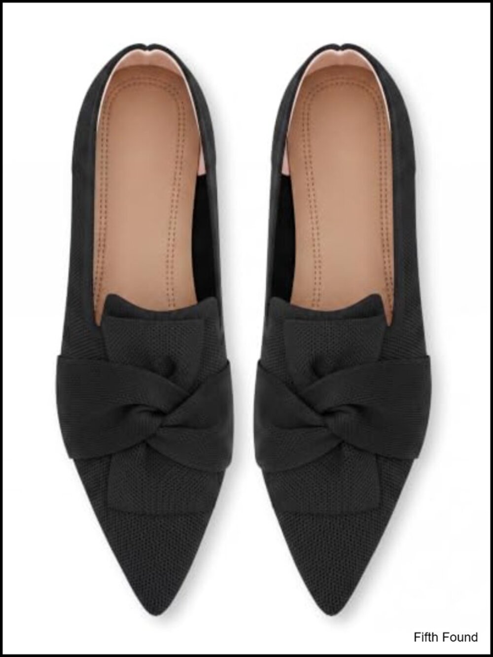 Pointed Toe Knit Ballet Flats Bow Foldable Comfortable Dressy Office Work